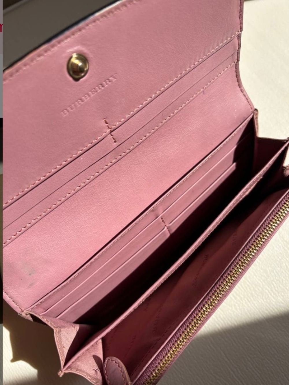 Burberry Dusty Pink Leather Continental Wallet with House Check Trim - Picture 3 of 9